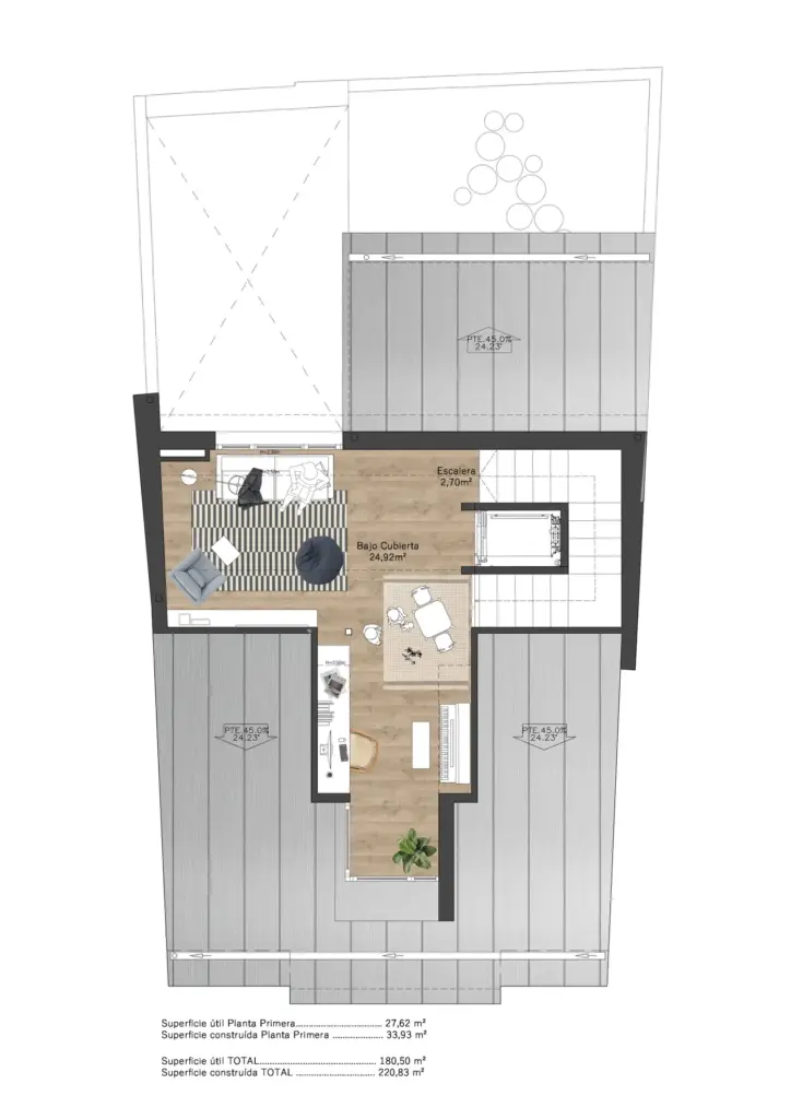 Plano bajo cubierta Residencial Cónsul