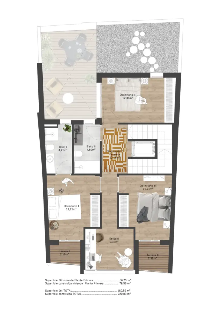 Plano planta primera Residencial Cónsul