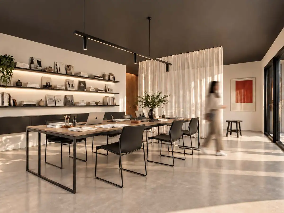 Sala de coworking comunitaria de Andén Residencial en El Berrón